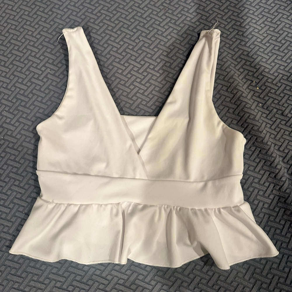 White peplum cropped top